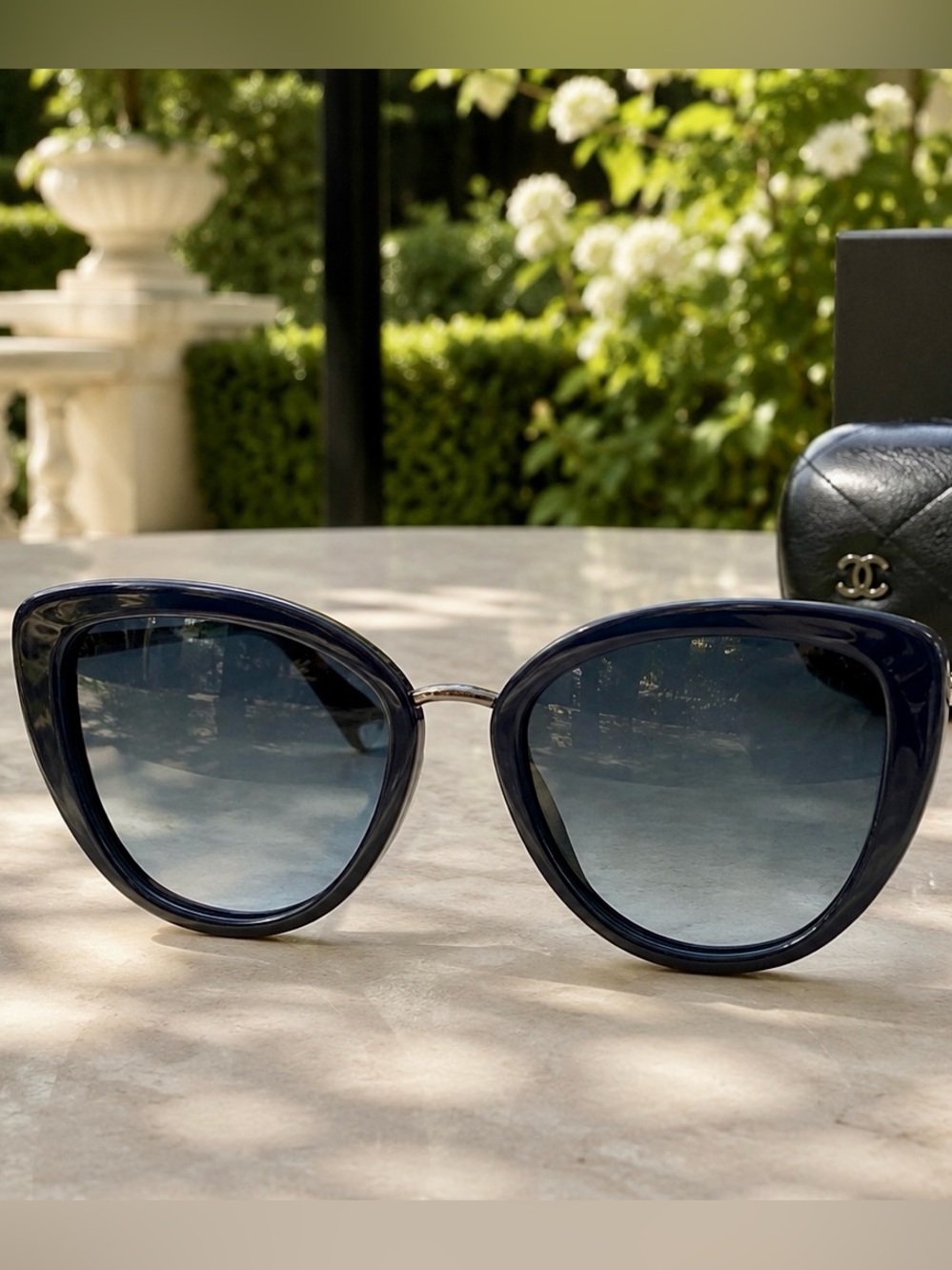 CHANEL 5399 Blue Cat Eye Sunglasses 5399 c.1426/4S w/ Case Box Italy